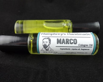 MARCO Men's Cologne Oil, Roll On Cologne, Polo Sport Type Fragrance Oil, Bpa Free Glass Bottle, Moisturizing Jojoba Oil