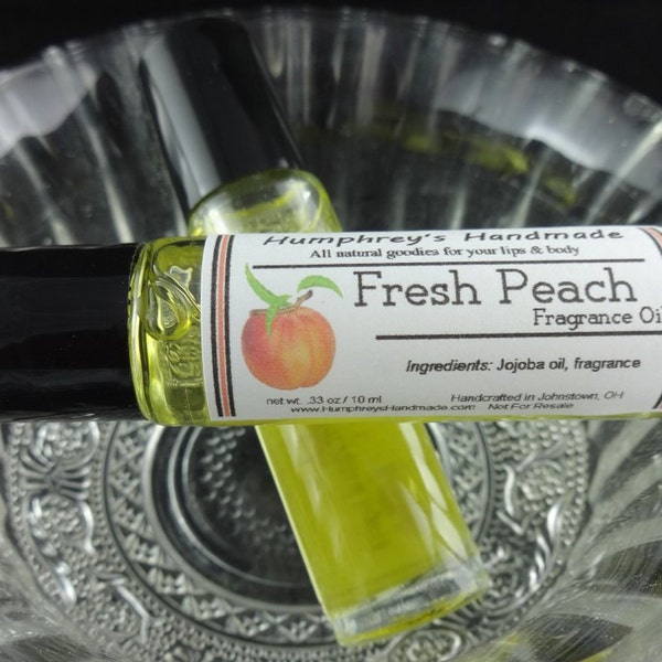 FRESH PEACH Perfume, Roll On Perfume Fragrance, Peach Perfume, Sweet Peach Scent, BPA Free Glass Bottle, Moisturizing Jojoba Oil