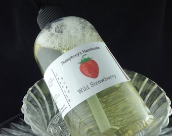 STRAWBERRY Women's Body Wash, 8 oz, Sugared Strawberries Scent Castile Soap, Shampoo, Shower Gel Seasonal Bubble Bath Face Wash Sweet Fruit