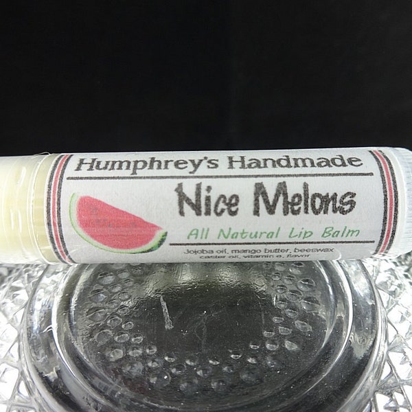 NICE MELONS Lip Balm, Watermelon Flavor, Watermelon Lip Balm, Handcrafted Beeswax Bee Balm with Jojoba Oil, Soft and Buttery