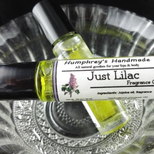 JUST LILAC Roll On Perfume Fragrance, Genuine Lilac Fragrance Oil, Bpa Free Glass Bottle, Moisturizing Jojoba Oil Floral Spring