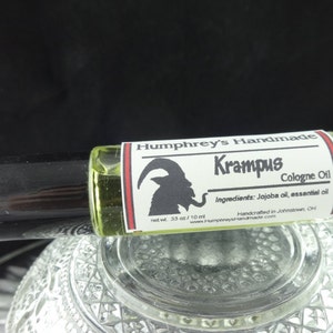 KRAMPUS Unisex Cologne Oil, Peppermint Scented Roll On Cologne, Essential Fragrance Oil, Mint Scented Women&#39;s Men&#39;s, Moisturizing Jojoba Oil
