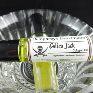 CALICO JACK Cologne Oil, Men&#39;s Roll On Nautica Type, Glass Bottle, Jojoba Oil Spicy, Lavender, Amber Lemon, Sage, Rose, Moss Sandalwood