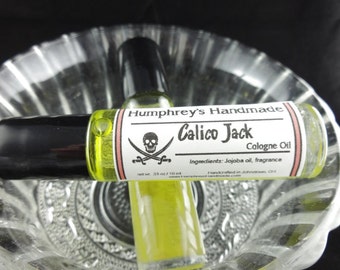 CALICO JACK Cologne Oil, Men's Roll On Nautica Type, Glass Bottle, Jojoba Oil Spicy, Lavender, Amber Lemon, Sage, Rose, Moss Sandalwood