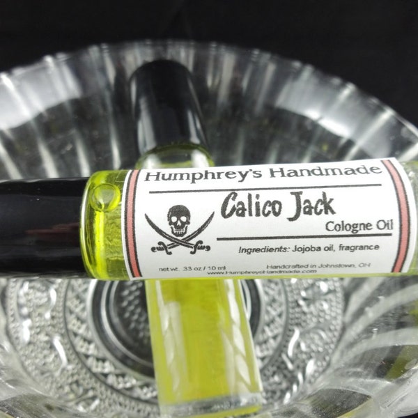 CALICO JACK Cologne Oil, Men's Roll On Nautica Type, Glass Bottle, Jojoba Oil Spicy, Lavender, Amber Lemon, Sage, Rose, Moss Sandalwood