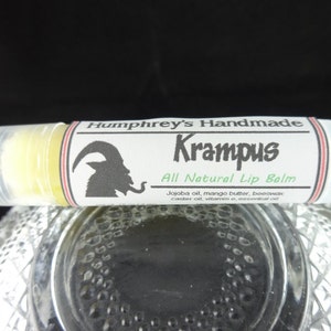 KRAMPUS Lip Balm, Peppermint Flavor, Essential Oil Lip Balm, Handcrafted Bee Balm, Soft and Buttery, Horror Scary Halloween Chapstick