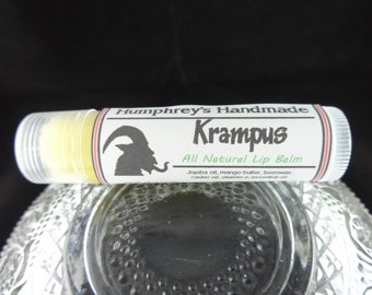 KRAMPUS Lip Balm, Peppermint Flavor, Essential Oil Lip Balm, Handcrafted Bee Balm, Soft and Buttery, Horror Scary Halloween Chapstick