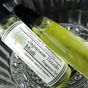 JAPANESE HINOKI MUSK Roll On Women&#39;s Perfume Fragrance, Jasmin Rose Vanilla Clove Lavender, Bpa Free Glass Bottle, Jojoba Oil