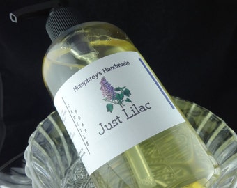 JUST LILAC Body Wash, 8 oz, Women's Genuine Lilac Soap Scented Castile Soap, Shampoo Hand Soap, Spring Floral Accurate Blooming