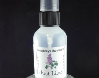 JUST LILAC Body Spray, Floral Lilacs Handcrafted Perfume Room and Linen Spray 2 oz, Witch Hazel Women's Fragrance Oil, Floral Feminine