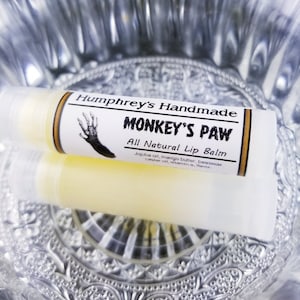 MONKEYS PAW Lip Balm, Banana Coconut Flavor, Tropical Jojoba Oil Lip Balm, Natural Bee Balm, Halloween Horror Story Gift Scary Spooky