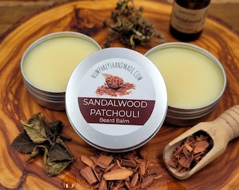 Men's SANDALWOOD PATCHOULI Beard Balm, 2 or 4 oz, Beard Conditioner, swp Scent, Natural Shaper Mustache, Anti Fizz