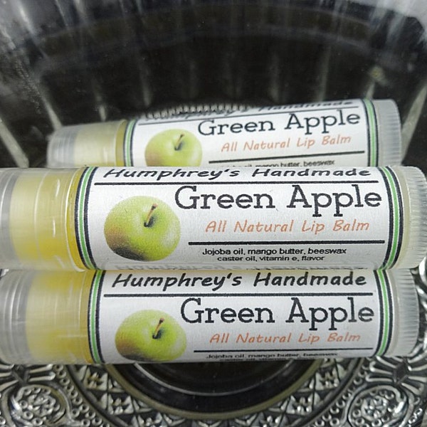 GREEN APPLE Lip Balm, Green Apple Flavor, Apple Lip Balm, Handcrafted Bee Balm, Great For Your Lips