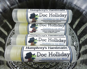 DOC HOLLIDAY Lip Balm, Huckleberry Flavor, Huckleberry Lip Balm, Handcrafted Bee Balm, Great For Your Lips