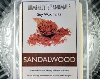 SANDALWOOD Soy Wax Melts, Woody Masculine Wax Tarts, USA Made, Earthy Wax Melts, Unisex Forest Wood Sandal Wood Essential Oil