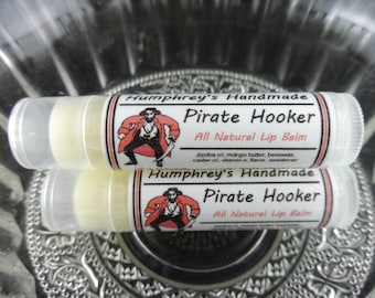 PIRATE HOOKER Lip Balm, Tropical Flavor Lip Balm, Funny Handcrafted Bee Balm with Jojoba Oil, Mango Butter, Vitamin E Funny Stocking Stuffer