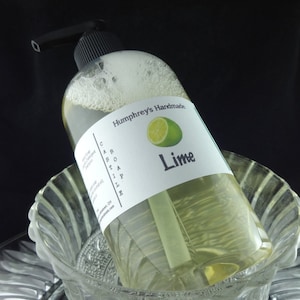 LIME Unisex Body Wash, 8 oz, Key Lime Scent Women&#39;s Castile Soap, Shampoo Hand Soap, Shower Gel Bubble Bath Face Wash Citrus Essential Oil