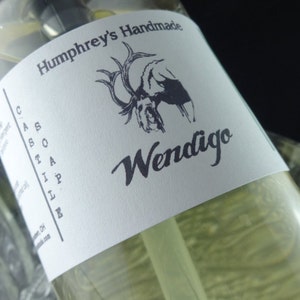 WENDIGO Body Wash, 8 oz, Men&#39;s Pine Balsam Cedar Juniper Scented Castile Beard Soap, Shampoo Hand Soap, Cannibal Horror Monster Soap
