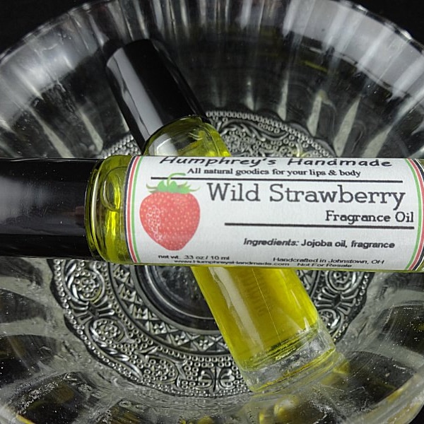 WILD STRAWBERRY Roll On Perfume Fragrance, BPA Free Glass Bottle, Moisturizing Jojoba Oil, Fresh Berries Cologne Scent