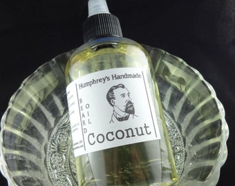 Men's COCONUT Beard Oil, CHOOSE SIZE Beard Conditioner, Tropical Coconut Scent, Handcrafted Beard Serum Men, Apricot Kernel Oil, Avocado Oil