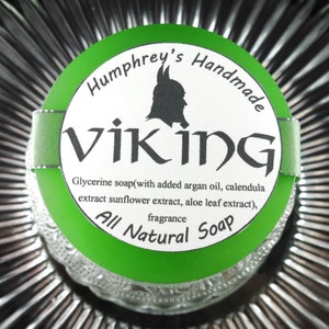 VIKING soap, Men&#39;s Drakkar Noir Type Shave & Shampoo Soap, Round Soap Puck Mens Glycerin Soap, Green Soap Lavender Spice Cedarwood Masculine