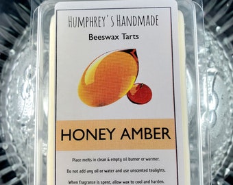 HONEY AMBER Beeswax Wax Melts, Honeycomb Scented Honey Wax Tarts, USA Made, Amber Wax Melts, Unisex Sweet Unique Exclusive Scent Fall Autumn