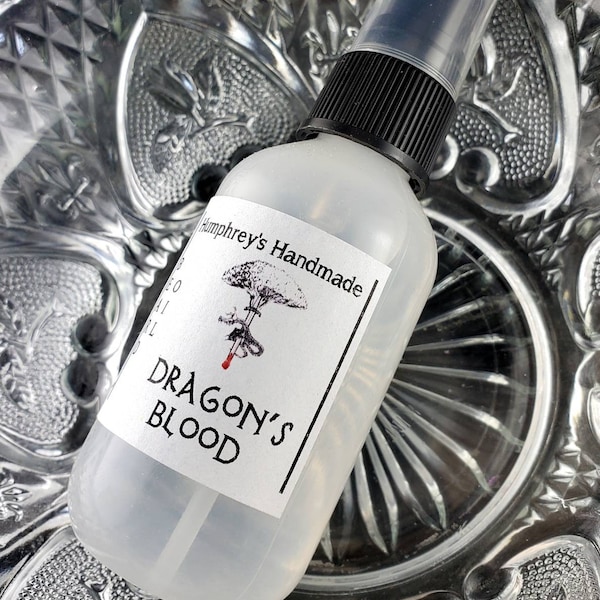 DRAGON'S BLOOD Body Spray, Amber Patchouli Vanilla Orange Scented Handcrafted Unisex Perfume Room Spray 2 oz 4 oz Witch Hazel Fragrance