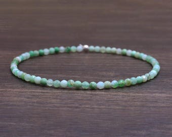 Chrysoprase Stretch Bracelet, Ultra Delicate Beaded Gemstone Jewelry
