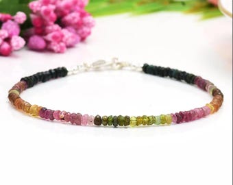 Delicate Tourmaline Crystal Anklet, Skinny Stacking Bracelet