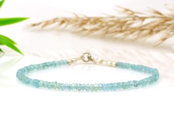 Bracciale in cristallo di apatite sfaccettata / Bracciale elastico con pietre preziose da 4 mm