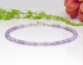 Bracciale minimalista in ametista sfaccettata – Cavigliera con cristallo curativo