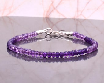 Genuine Amethyst Bracelet, Sterling Silver, February Birthstone