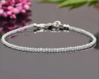 Minimalistische armband van bergkristal – sierlijke helende kristallen enkelband, geboortesteen april
