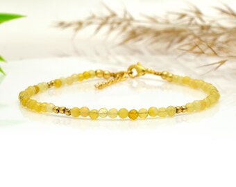 Bracciale con perline di opale giallo / Pietra preziosa sfaccettata minimalista
