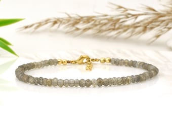 Bracciale in labradorite sfaccettata fatto a mano, perle curative con pietre preziose naturali
