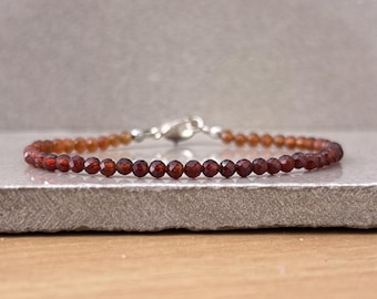 Hessonite Garnet Beaded Bracelet | Handmade Crystal Jewelry