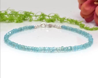 Aquamarine Minimalist bracelet-Natural Stone Dainty Anklet- Healing Crystal Small Beads Anklet-Delicate March Birthstone Gift