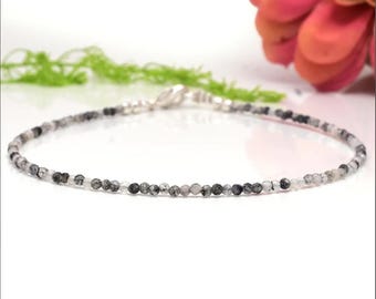 Black Tourmaline Rutilated Quartz Bracelet – Minimalist Dainty Anklet