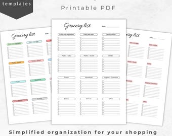 Printable grocery list planner meal pantry organization