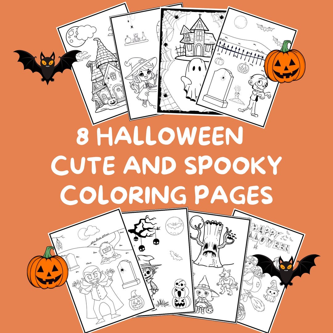 Halloween Printable Spooky Coloring Pages for Kids - Etsy