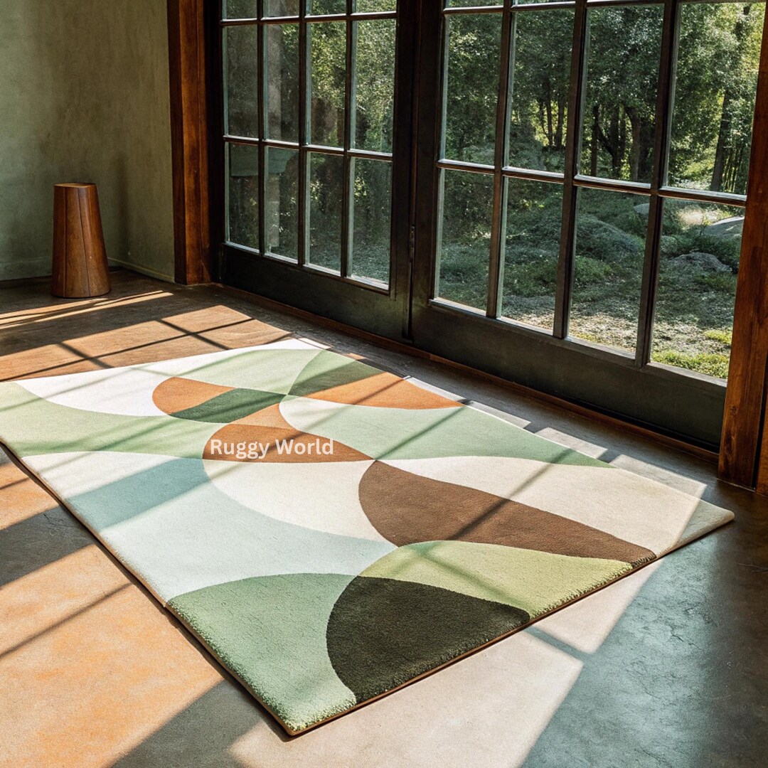 Modern Arch Curve Rug – Hand Tufted Wool Carpet in Earth Tones ...