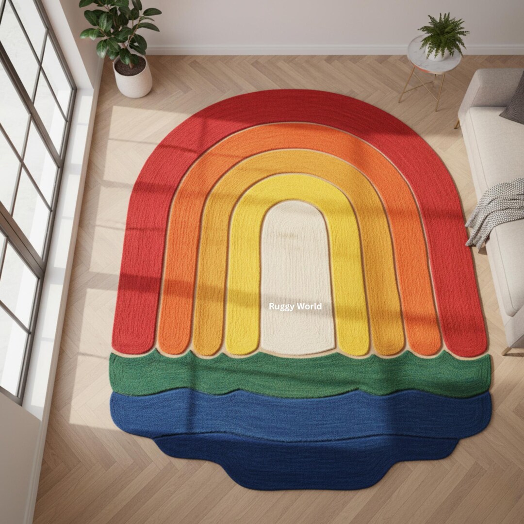 Wool Rainbow Rug Handmade Rainbow Wool Rug | Boho Kids Nursery Carpet - Etsy