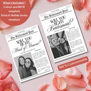 Bridesmaid Proposal Card, Newspaper Bridesmaid Proposal, Maid of Honor Proposal Card, Bridesmaid Info Card, Will You Be My Bridesmaid Card