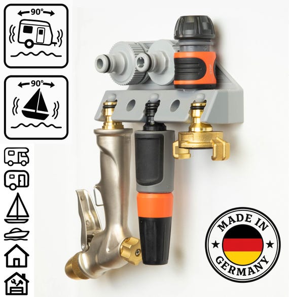 Garden Hose Organizer Wall Mount – Hose Accessories Holder for Boat, Camper & RV, Water Tap Adapter Storage