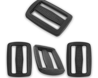4 Pcs Black Plastic Tri-Glide Slides – 1 1/2 inch Strap Adjusters for Bags, Collars