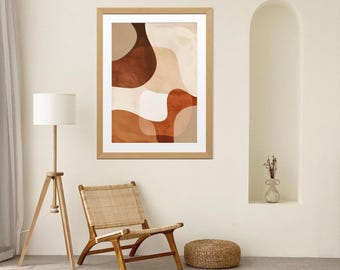Calm Harmony   Minimal Abstract Shapes Art,  Terracotta & Sand Palette, Elegant Boho Printable Wall Decor