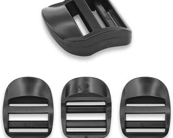 4 Pcs Black 1" Ladder Lock Buckles – Heavy Duty Plastic Side Release Tri Glides