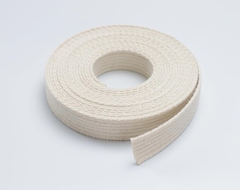 Heavy Cotton Webbing Straps, Natural Beige, 2cm Wide, 5 Yards, Bag Making Supplies