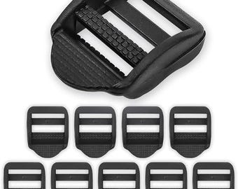 10-Pack 1" Heavy Duty POM Ladder Lock Buckles – Black DIY Strap Hardware