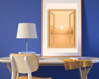湖の壁アートプリント、湖畔の家の装飾、3Dカスタム湖アート、沿岸コテージの装飾、夏のコテージの大型カスタムキャンバスアートプリント、ギフト
